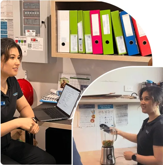 Dietitian and client in a friendly nutrition consultation